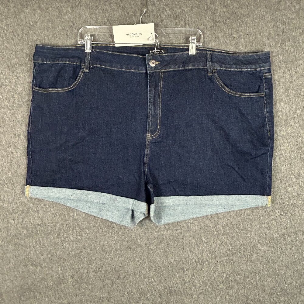 Bloomchic Denim Shorts Womens US 28 UK 32 EU 58 Blue Stretch Rolled HemPlus Size